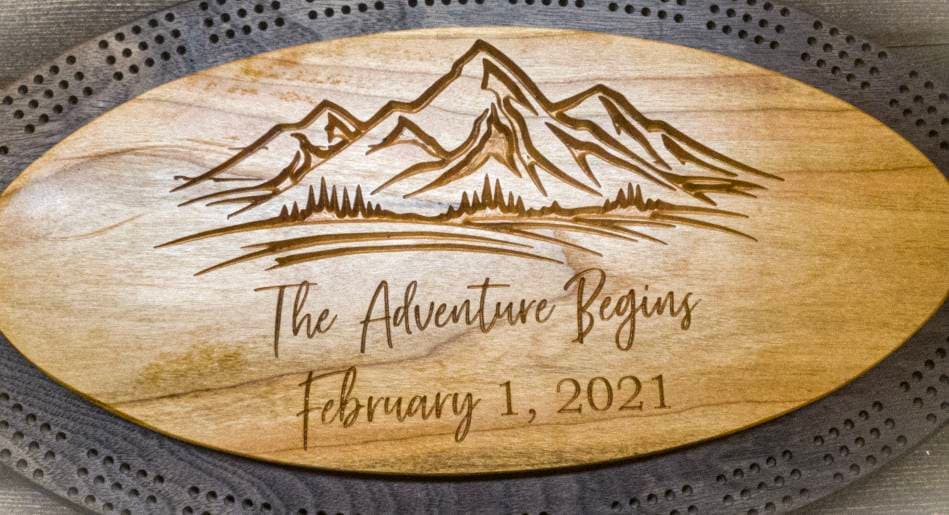 Handmade Walnut & Cherry Oval Cribbage Board | Personalized Wooden Cribbage Game
