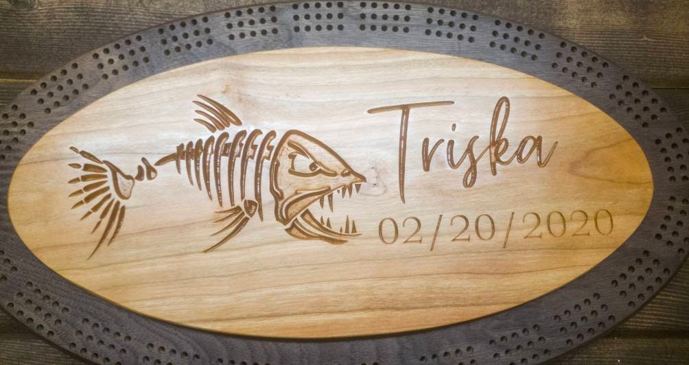 Handmade Walnut & Cherry Oval Cribbage Board | Personalized Wooden Cribbage Game