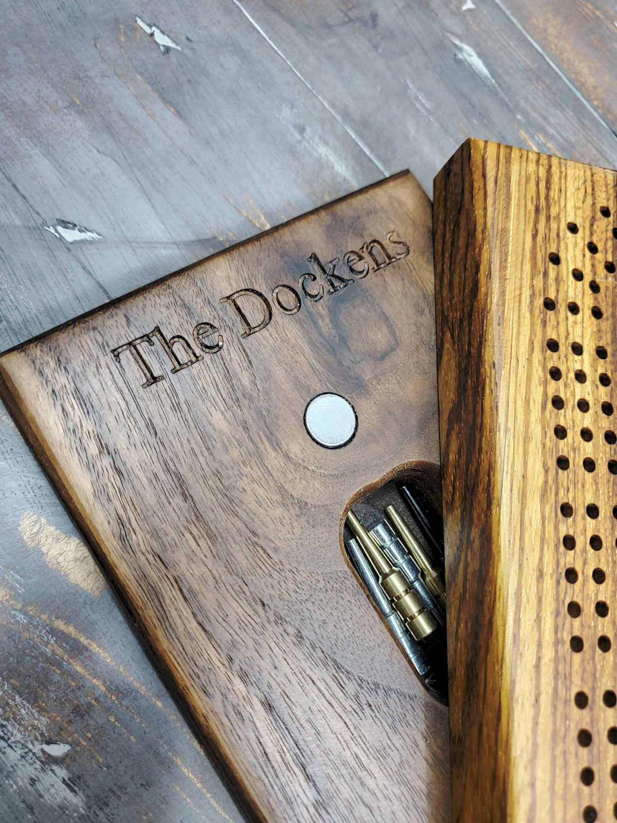 Recycled Skateboard Wood Inlay Cribbage Board | Handmade Wooden Game | Personalized Cribbage Gift