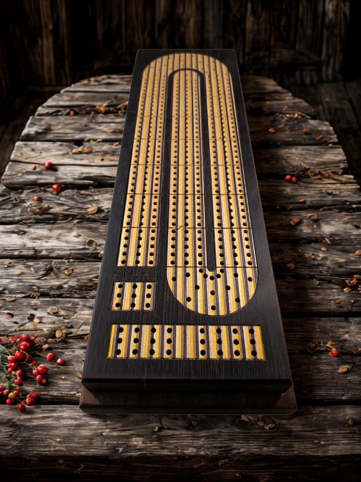 Recycled Skateboard Wood Inlay Cribbage Board | Handmade Wooden Game | Personalized Cribbage Gift