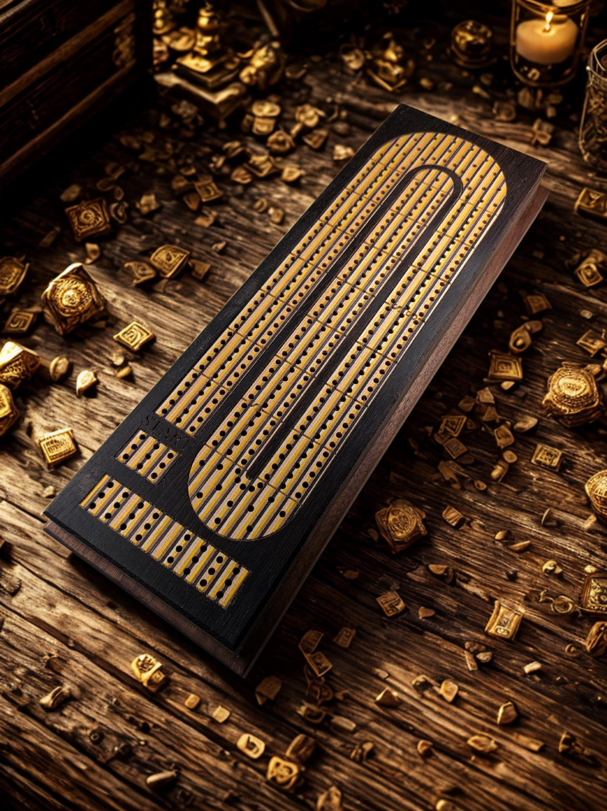 Recycled Skateboard Wood Inlay Cribbage Board | Handmade Wooden Game | Personalized Cribbage Gift
