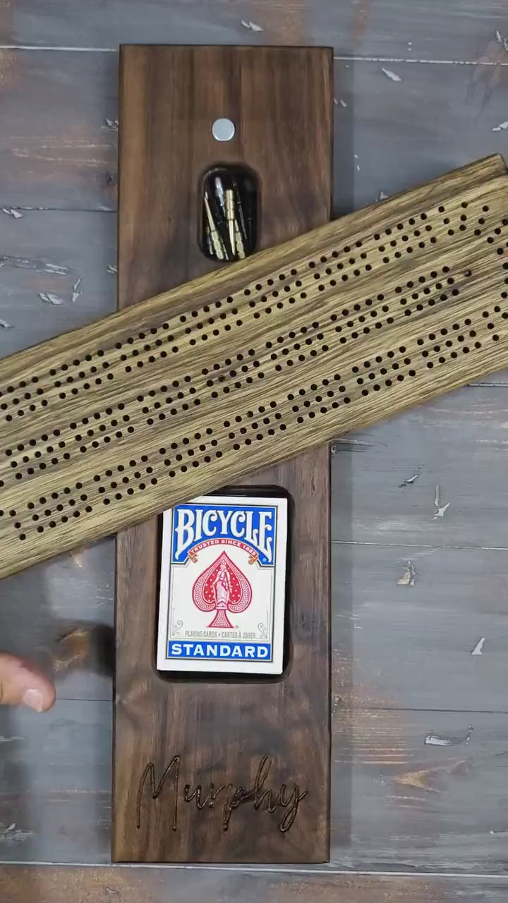 Handmade Walnut Cribbage Board | Free Personalized Engraving | 3-Player Game