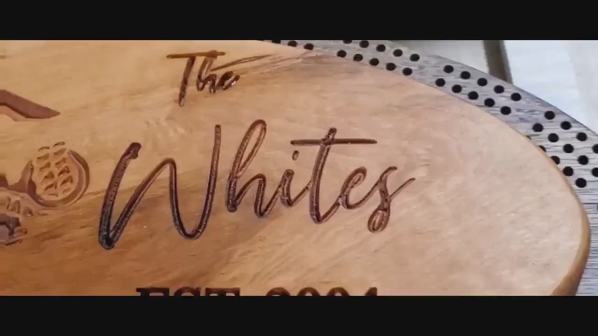 Handmade Walnut & Cherry Oval Cribbage Board | Personalized Wooden Cribbage Game