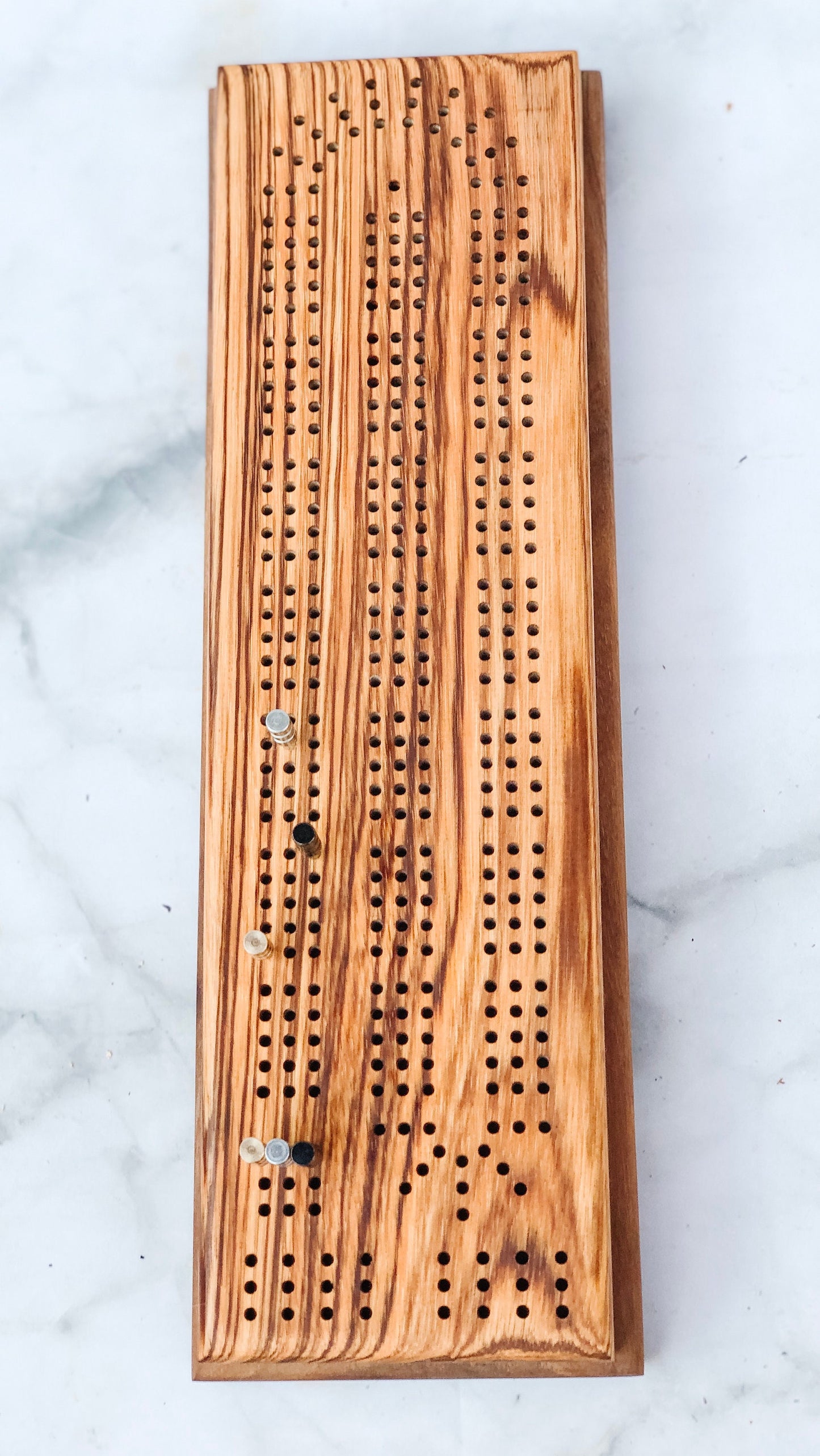 Zebrawood Cribbage Board |Crib Board| Card Game| Metal Pegs|Game|Handmade|Gift