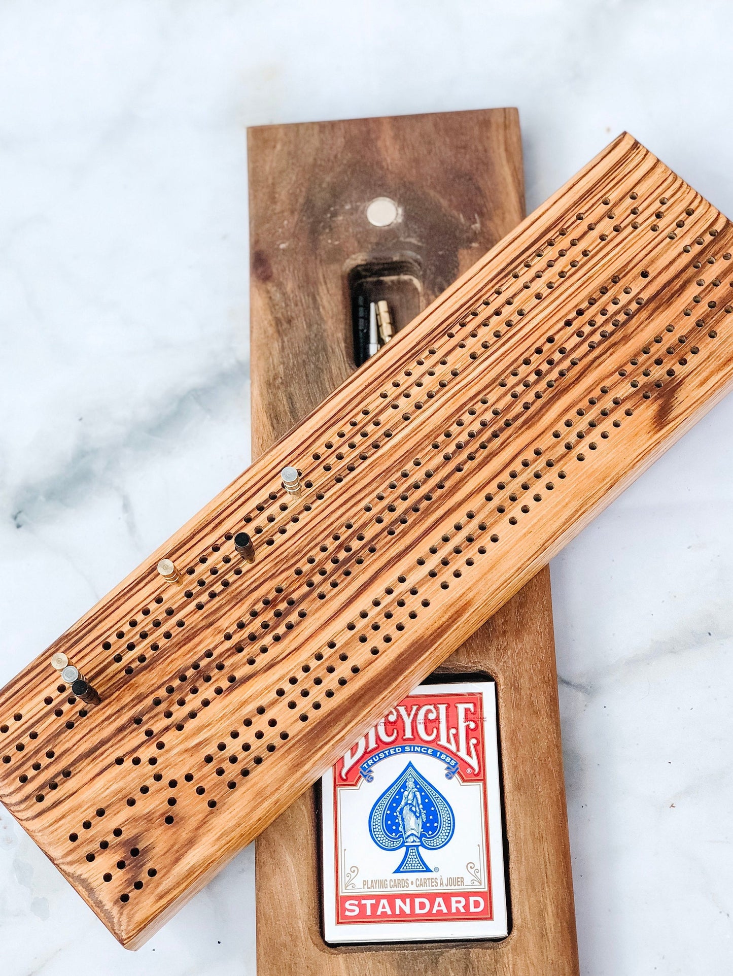 Zebrawood Cribbage Board |Crib Board| Card Game| Metal Pegs|Game|Handmade|Gift