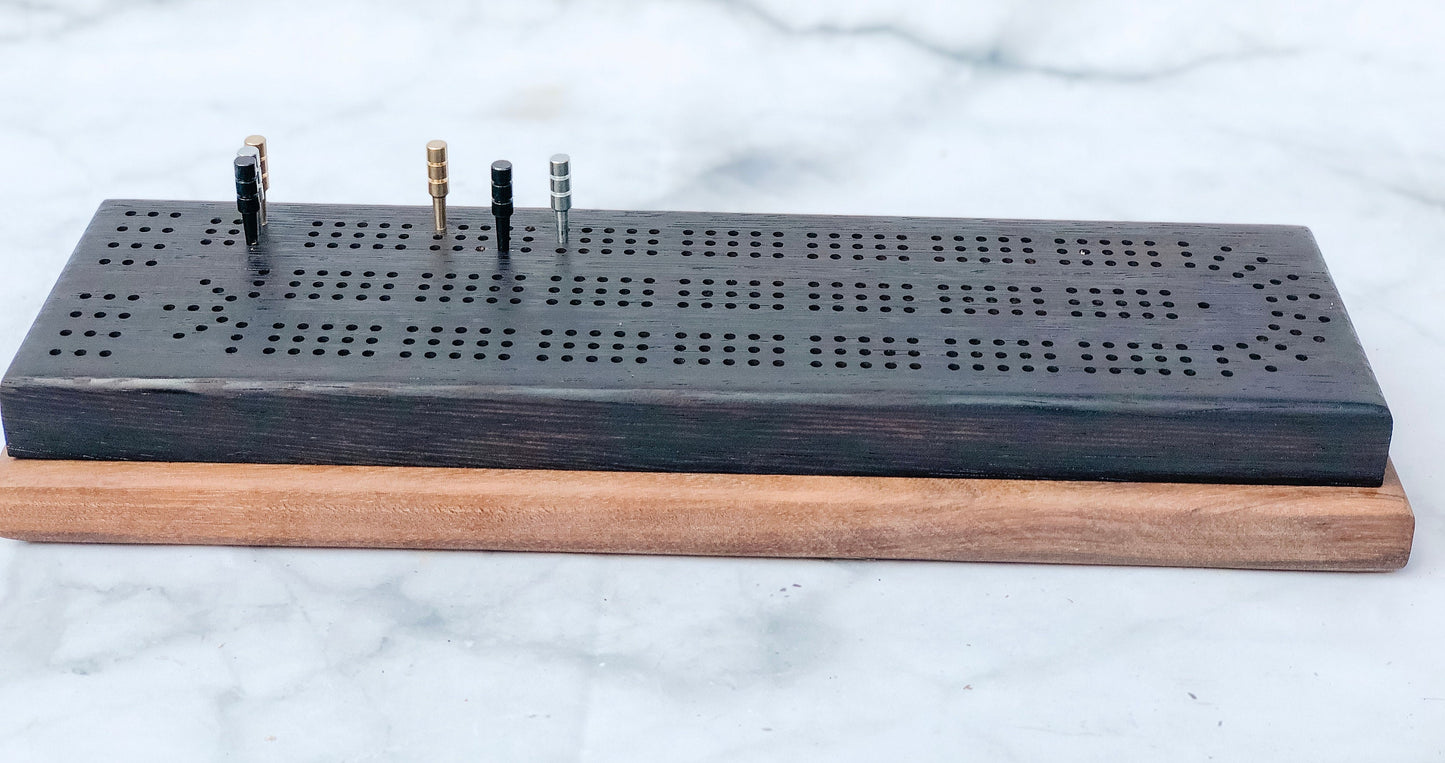 Wenge + Walnut Crib Board | Cribbage Board | Game | Wedding Retirement Birthday Housewarming Gift | Gift Game