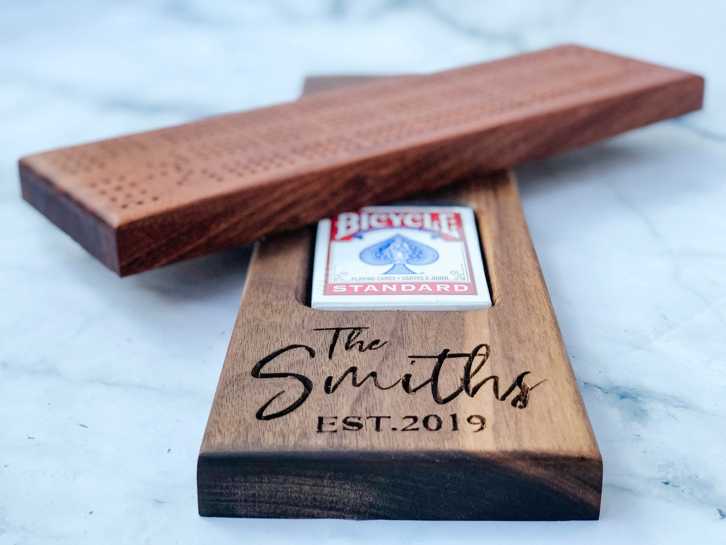 Personalized Cribbage board - Crib board with custom engraving - card and peg storage - Wood cribbage board - Gift