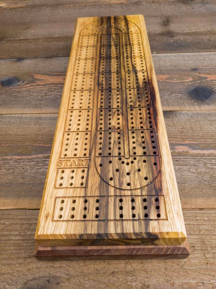 Limba Cribbage Board | Crib Board | Metal Pegs| Storage | Game | Wedding Retirement Birthday Christmas Father's Day Gift | Gift