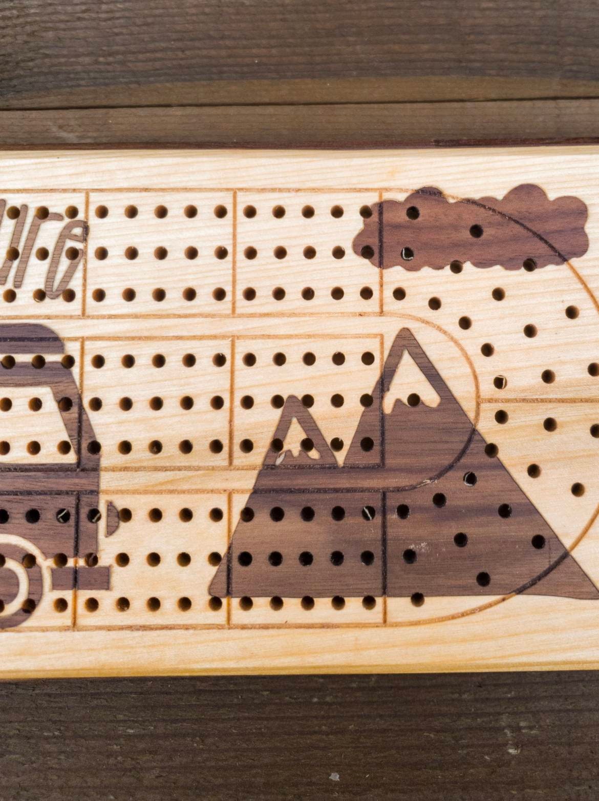 Cribbage Board - Premium Cribbage Board - Mountain Inlay Cribbage Board - Inlay Cribbage Board