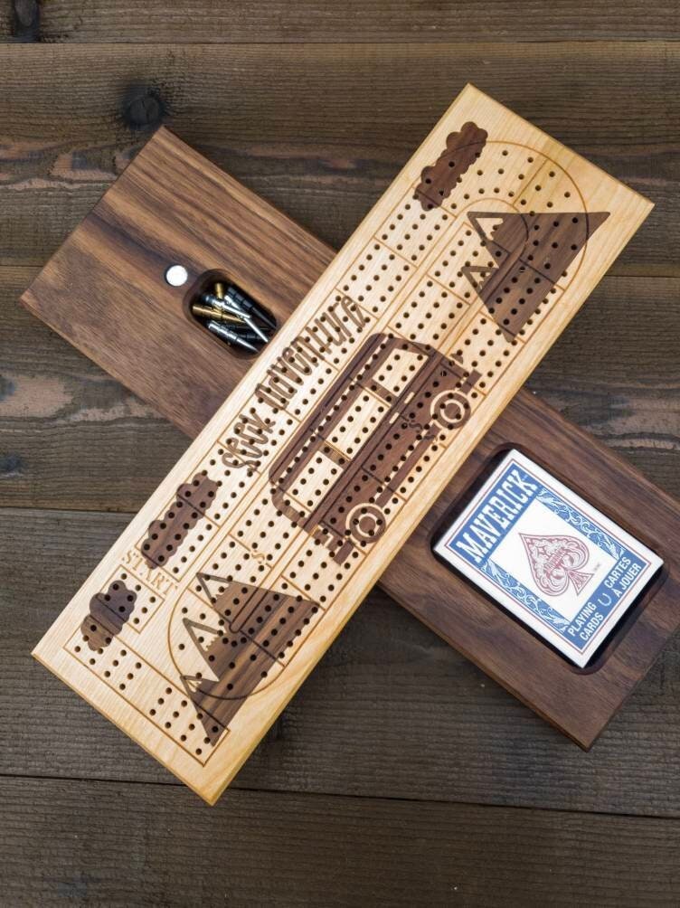 Cribbage Board - Premium Cribbage Board - Mountain Inlay Cribbage Board - Inlay Cribbage Board