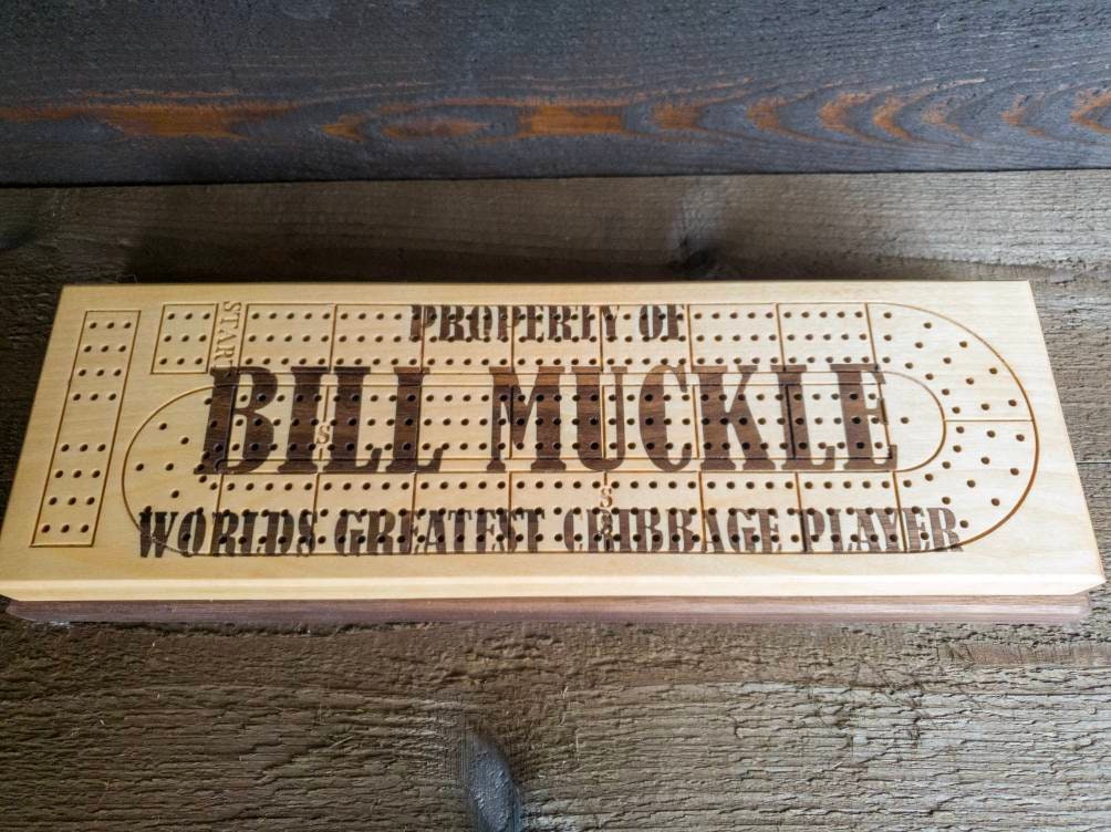 Cribbage Board - Worlds Greatest - Personalized Cribbage Board - Card and Peg Storage