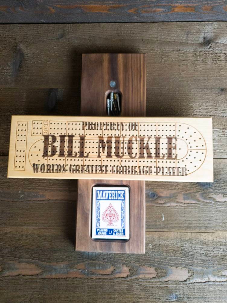 Cribbage Board - Worlds Greatest - Personalized Cribbage Board - Card and Peg Storage