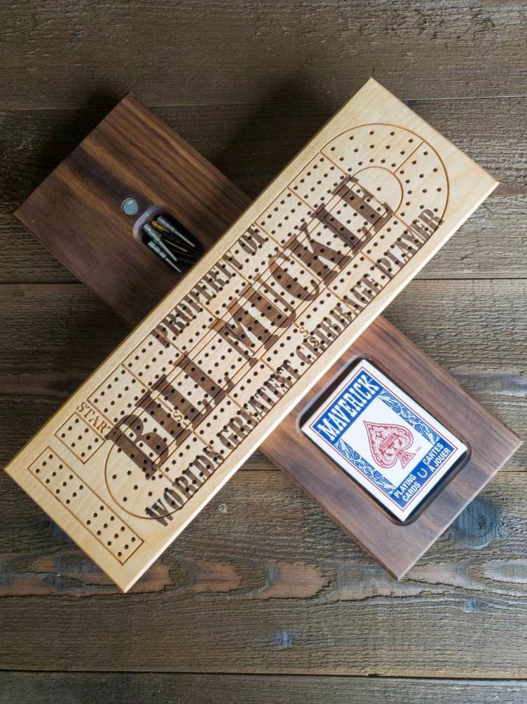 Cribbage Board - Worlds Greatest - Personalized Cribbage Board - Card and Peg Storage