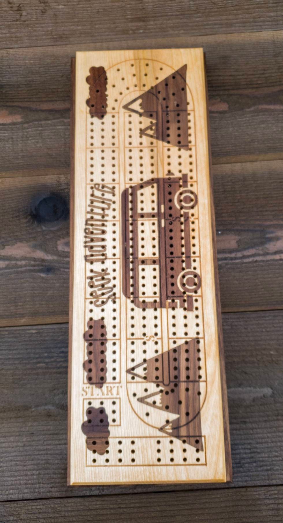 Cribbage Board - Premium Cribbage Board - Mountain Inlay Cribbage Board - Inlay Cribbage Board