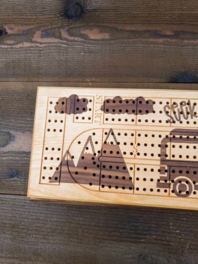 Cribbage Board - Premium Cribbage Board - Mountain Inlay Cribbage Board - Inlay Cribbage Board