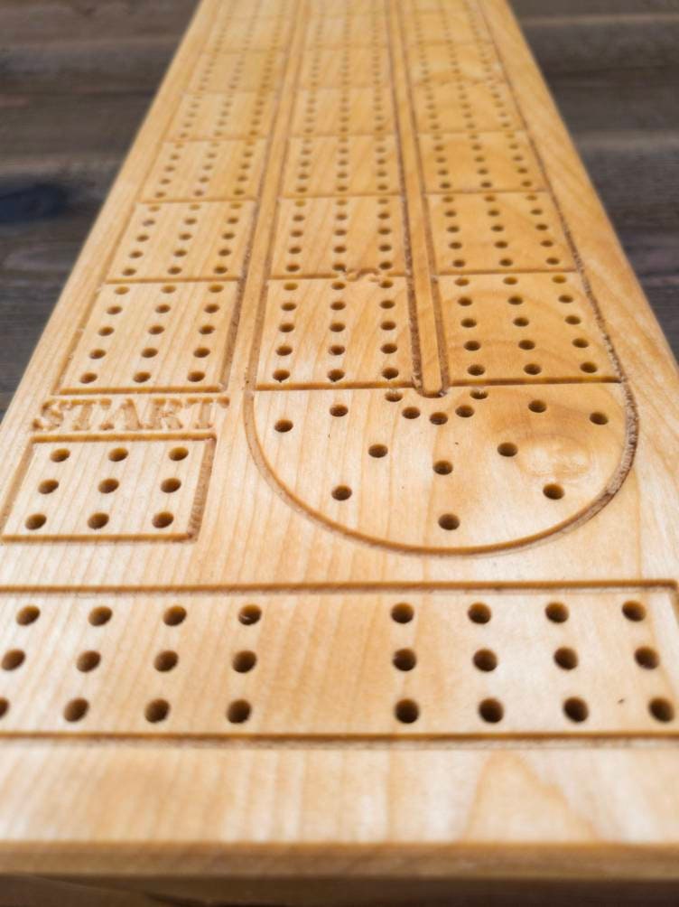 Lined Cribbage Board | Maple Crib Board | Metal Pegs | Game | Wedding Christmas Retirement Birthday Father's Day Gift | Gift