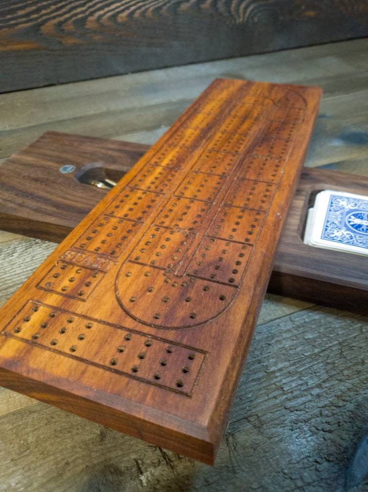 Cribbage board |Skunk lines |Card and Peg storage | Wedding Christmas Retirement Housewarming | Gift