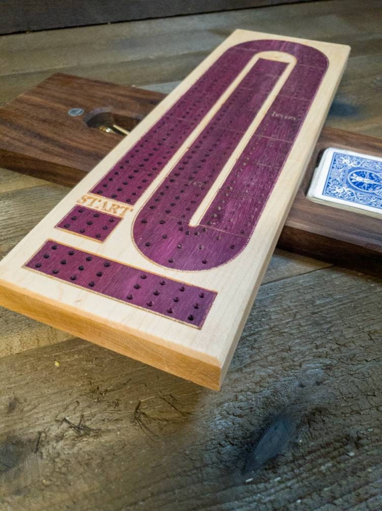 Cribbage board |Skunk lines |Card and Peg storage | Wedding Christmas Retirement Housewarming | Gift