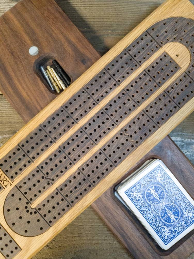 Cribbage board |Skunk lines |Card and Peg storage | Wedding Christmas Retirement Housewarming | Gift