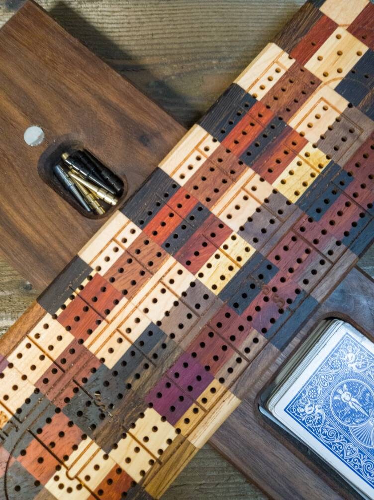 Personalized Cribbage Board * Custom Cribbage Board * Engraving * Cribbage Board * Cribbage Board with card and peg storage