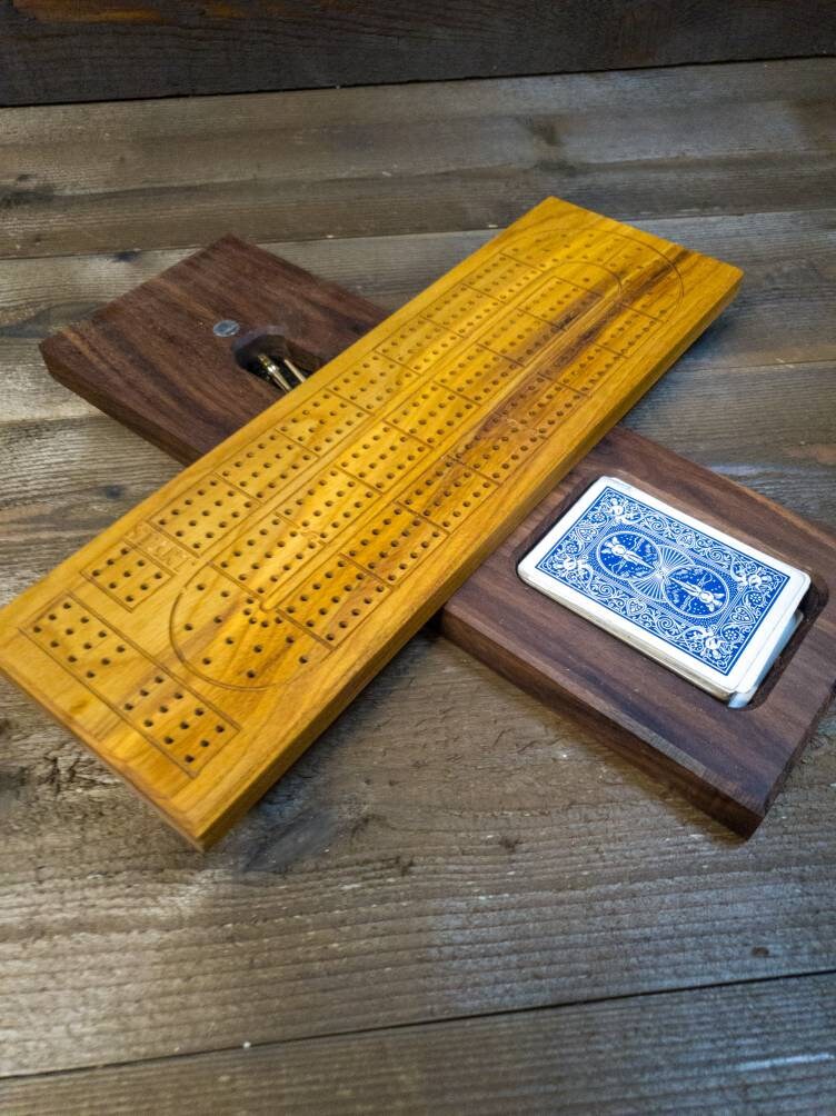 Cribbage board |Skunk lines |Card and Peg storage | Wedding Christmas Retirement Housewarming | Gift