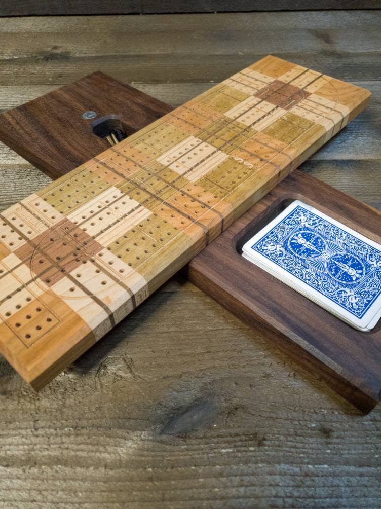 Cribbage board |Skunk lines |Card and Peg storage | Wedding Christmas Retirement Housewarming | Gift