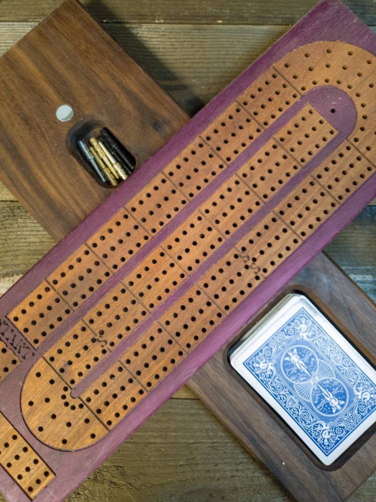 Cribbage board |Skunk lines |Card and Peg storage | Wedding Christmas Retirement Housewarming | Gift