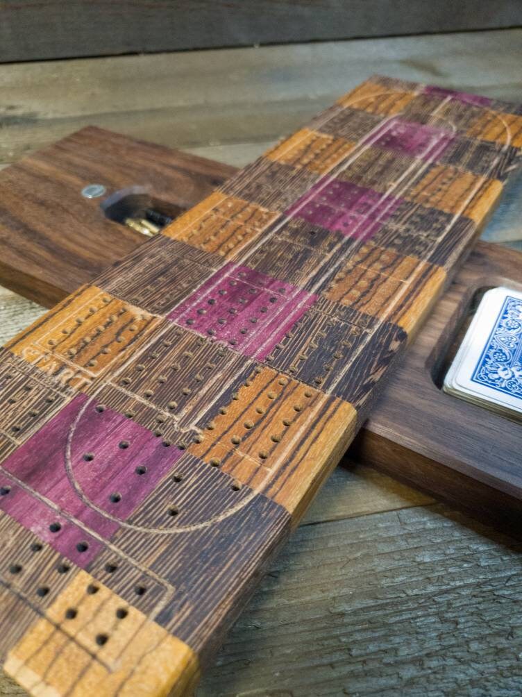 Cribbage board |Skunk lines |Card and Peg storage | Wedding Christmas Retirement Housewarming | Gift