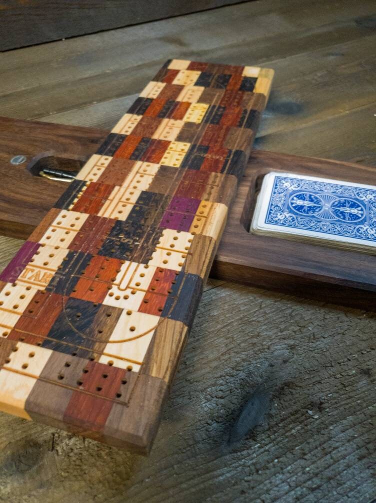 Personalized Cribbage Board * Custom Cribbage Board * Engraving * Cribbage Board * Cribbage Board with card and peg storage