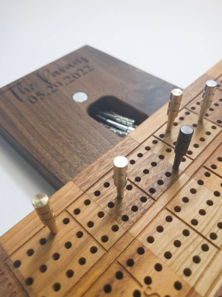 Cribbage board |Skunk lines |Card and Peg storage | Wedding Christmas Retirement Housewarming | Gift