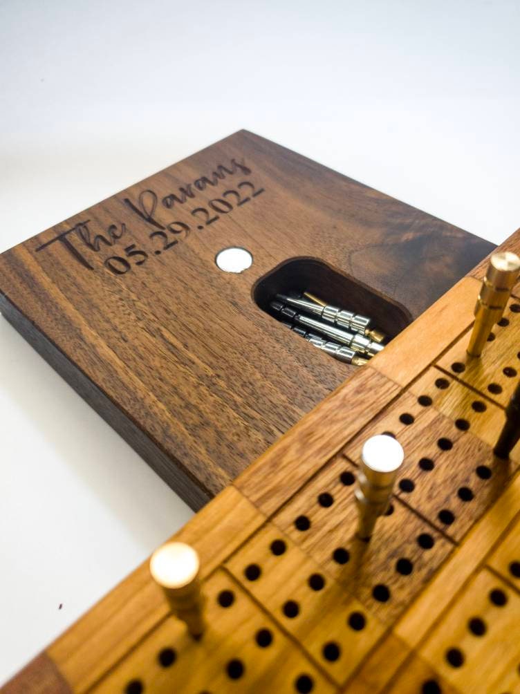 Cribbage board |Skunk lines |Card and Peg storage | Wedding Christmas Retirement Housewarming | Gift