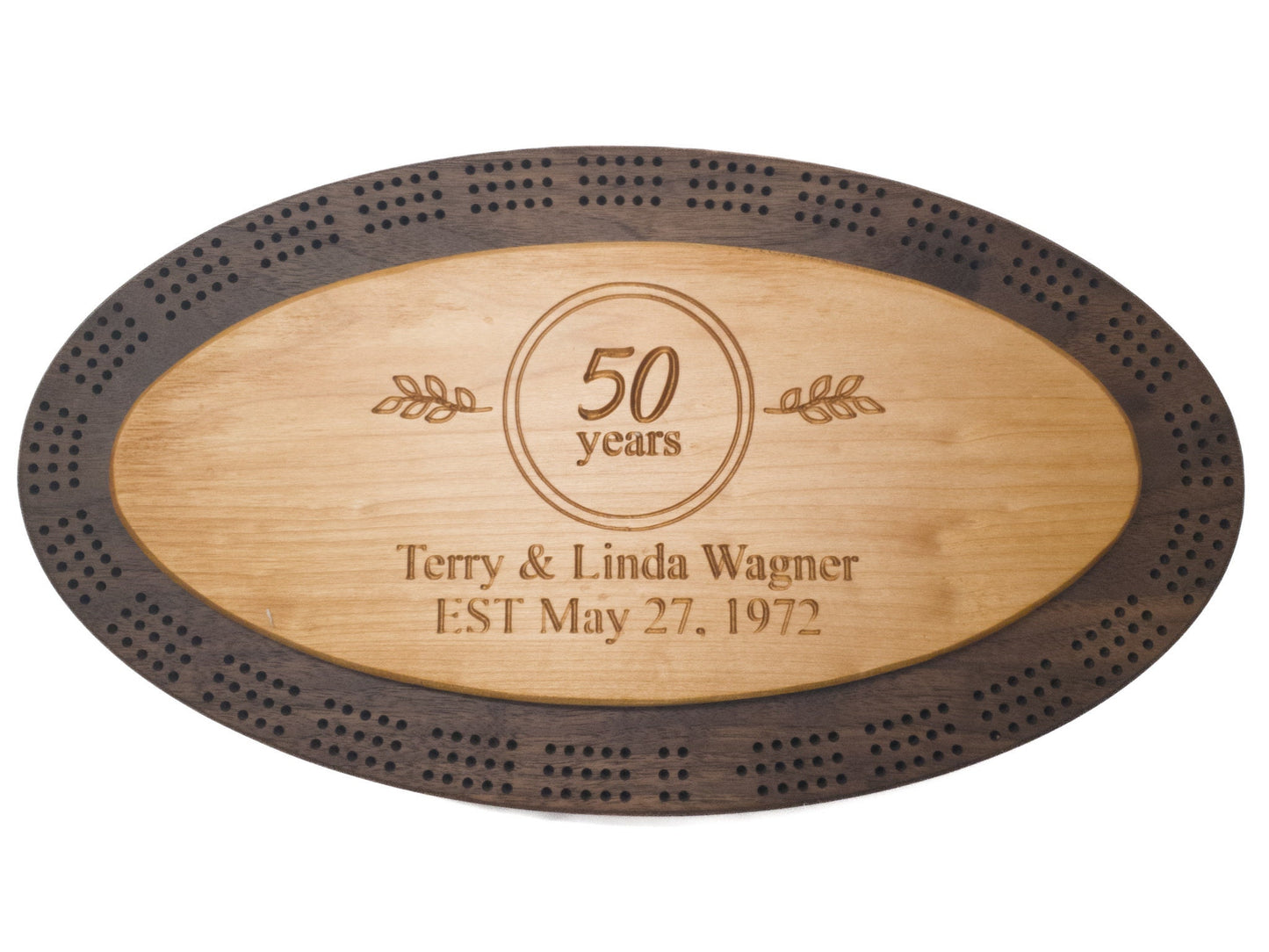 Personalized Oval Cribbage Board - Walnut Cribbage Board - Cribbage Board